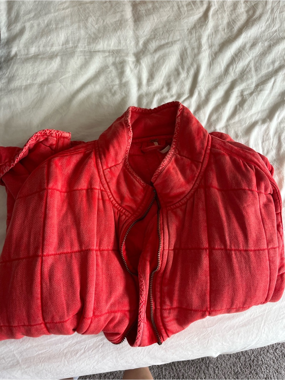 Free People Red Quilted Puffer Jacket for Women